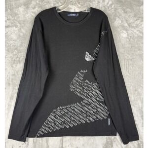 Vintage Armani Jeans Mens‎ Black Long Sleeve Shirt Graphic Logo AJ XL